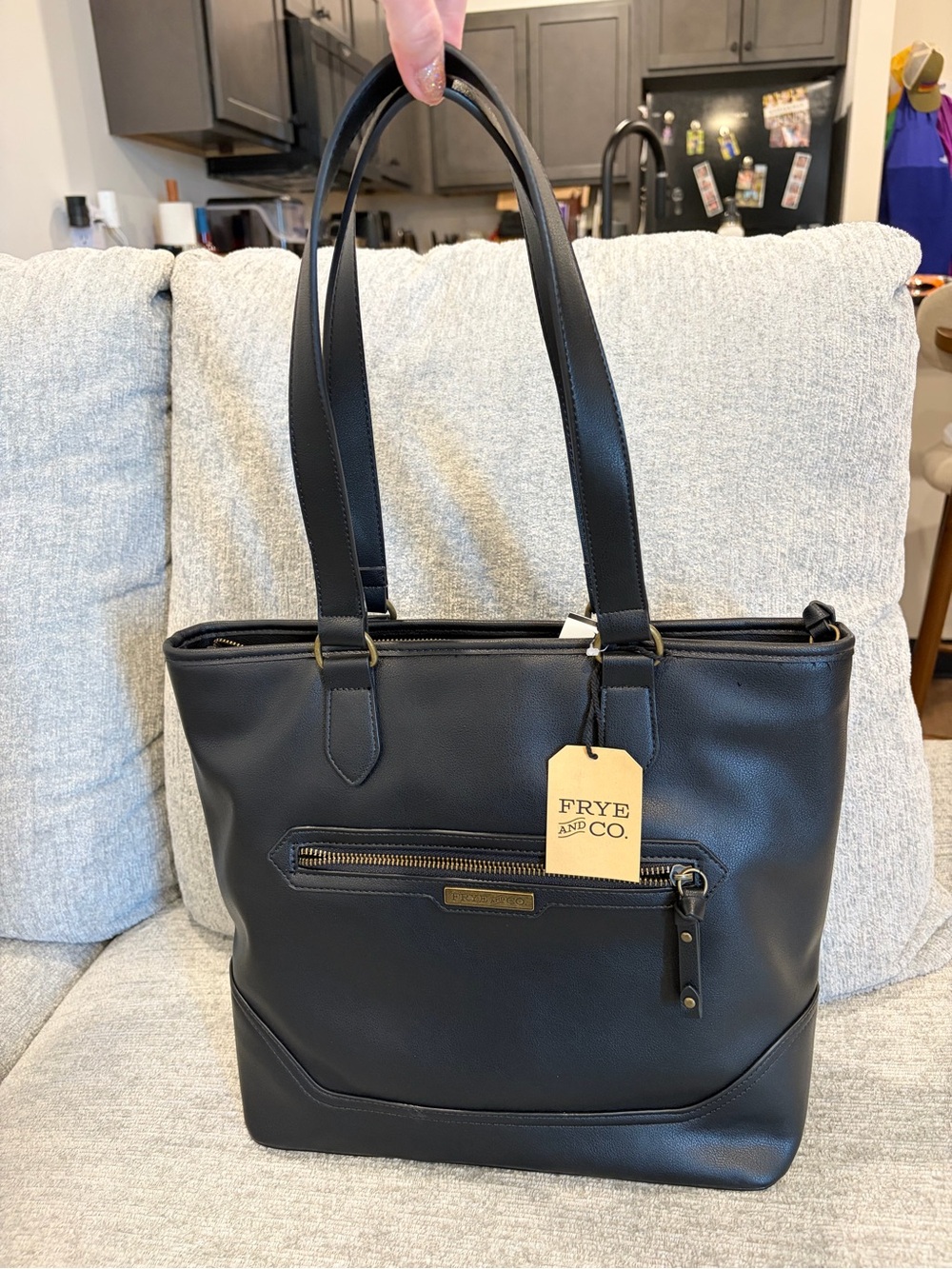Frye & Co Vegan Leather Tote. NEW NWT Black Shoulder Purse Bag from FRYE & CO